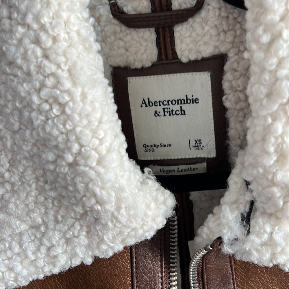 Sherpa-Lined Vegan Leather Shearling Jacket - Picture 5 of 6